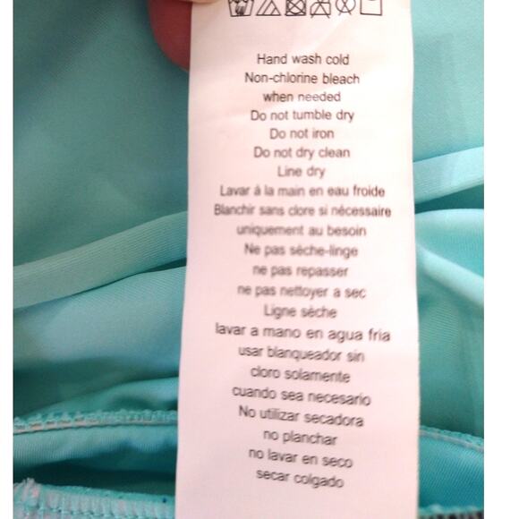 La Blanca Ruffle Bandeau One Piece Swimsuit Seafoam size 8 - Picture 4 of 9